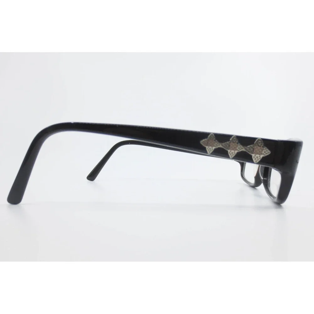Nicole Miller Baxter Black Rectangular Eyeglasses Frames Silver Floral Cross